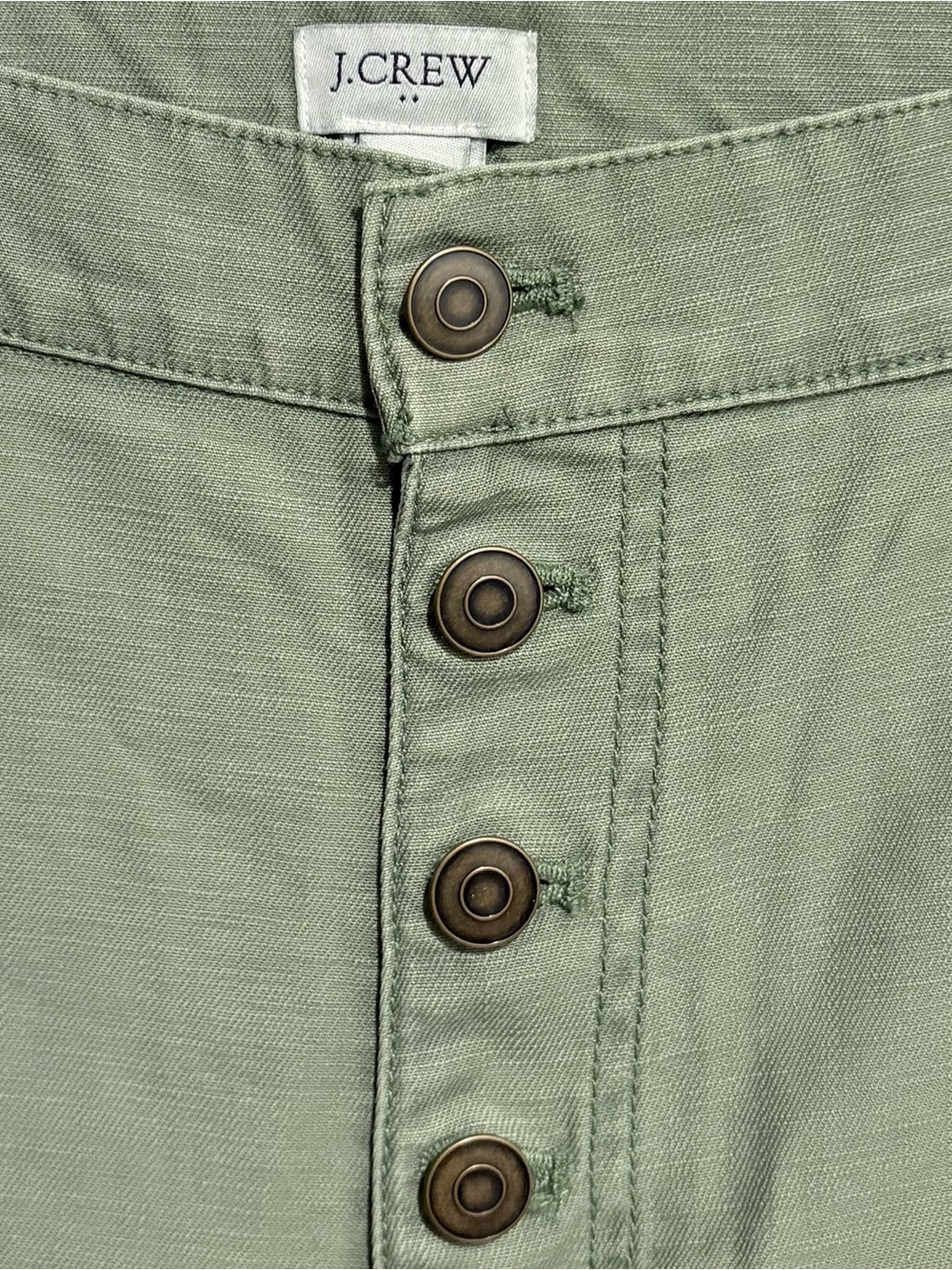 J. Crew High-Rise Button-Front Cropped Pants in Sage Green 28 - Picture 4 of 7